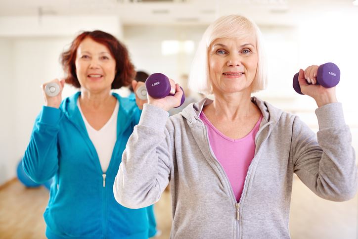 two women exercising 